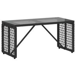 Table de jardin Noir 80 x 40 x 40 cm Rattan PE et Verre 555299555299