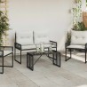 Table de jardin Noir 80 x 40 x 40 cm Rattan PE et Verre 555299555299