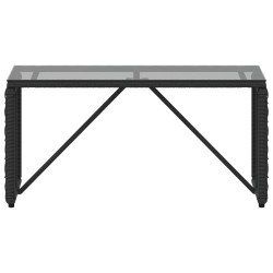 Table de jardin Noir 80 x 40 x 40 cm Rattan PE et Verre 555299555299