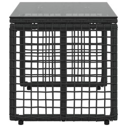 Table de jardin Noir 80 x 40 x 40 cm Rattan PE et Verre 555299555299