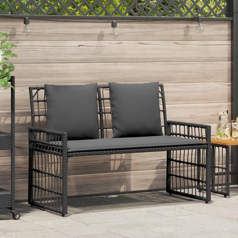 Banc extérieur Uni Noir et Gris foncé 116 x 55 x 82 cm 555310555310