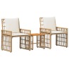 Ensemble de meubles d'extérieur 3 pcs Blanc Naturel et Crème 555328555328