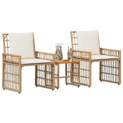Ensemble de meubles d'extérieur 3 pcs Blanc Naturel et Crème 555328555328