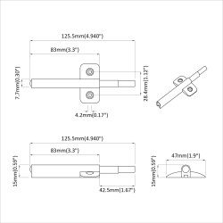 Amortisseur à fermeture douce 2 pcs Gris 125 x 47 x 15 mm PP 555353555353