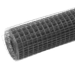 Grillage acier avec revêtement en PVC 25x1,5 m gris 555359555359