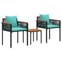 Ensemble de meubles d'extérieur Noir et turquoise polyrotin 555383555383