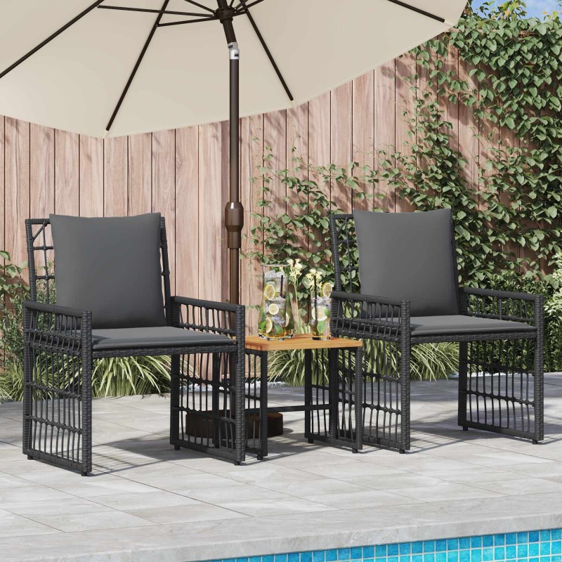 Ensemble de meubles d'extérieur 3 pcs Noir et Gris foncé 555404555404