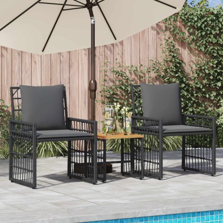 Ensemble de meubles d'extérieur 3 pcs Noir et Gris foncé 555404555404