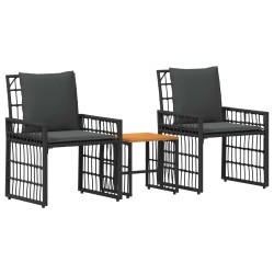 Ensemble de meubles d'extérieur 3 pcs Noir et Gris foncé 555404555404