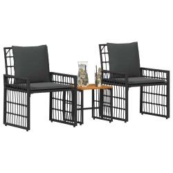 Ensemble de meubles d'extérieur 3 pcs Noir et Gris foncé 555404555404