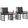 Ensemble de meubles d'extérieur 3 pcs Noir et Gris foncé 555404555404
