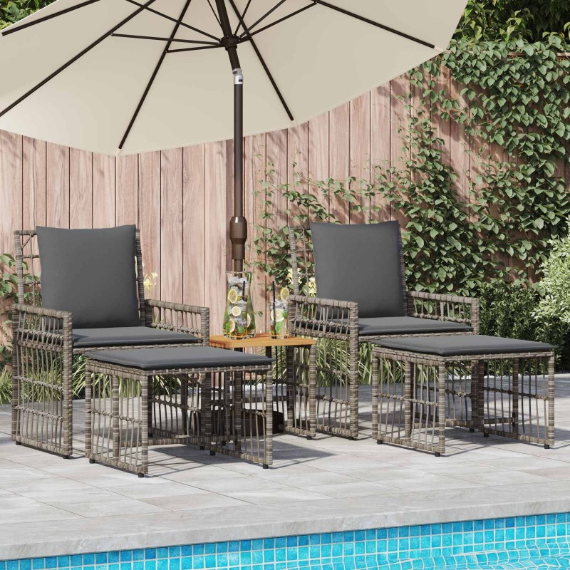 Ensemble de meubles d'extérieur 5 pcs Noir et Gris foncé 555407555407