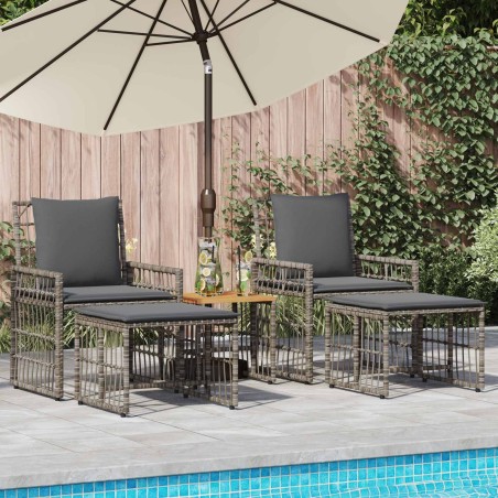 Ensemble de meubles d'extérieur 5 pcs Noir et Gris foncé 555407555407