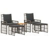 Ensemble de meubles d'extérieur 5 pcs Noir et Gris foncé 555407555407