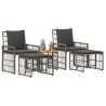 Ensemble de meubles d'extérieur 5 pcs Noir et Gris foncé 555407555407