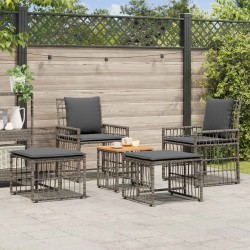 Ensemble de meubles d'extérieur 5 pcs Noir et Gris foncé 555407555407