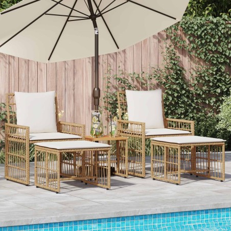 Ensemble de meubles d'extérieur 5 pcs Blanc Naturel et Crème 555408555408