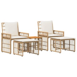 Ensemble de meubles d'extérieur 5 pcs Blanc Naturel et Crème 555408555408