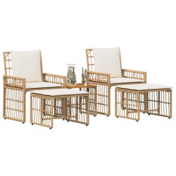 Ensemble de meubles d'extérieur 5 pcs Blanc Naturel et Crème 555408555408