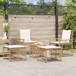 Ensemble de meubles d'extérieur 5 pcs Blanc Naturel et Crème 555408555408