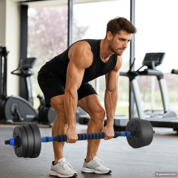 Ensemble Haltère-Barre 2-en-1 20kg 20kg Noir et Bleu 555418555418