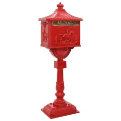 Boîte aux Lettres Debout avec porte Rouge 42,5 x 29,5 x 117 cm 555420555420