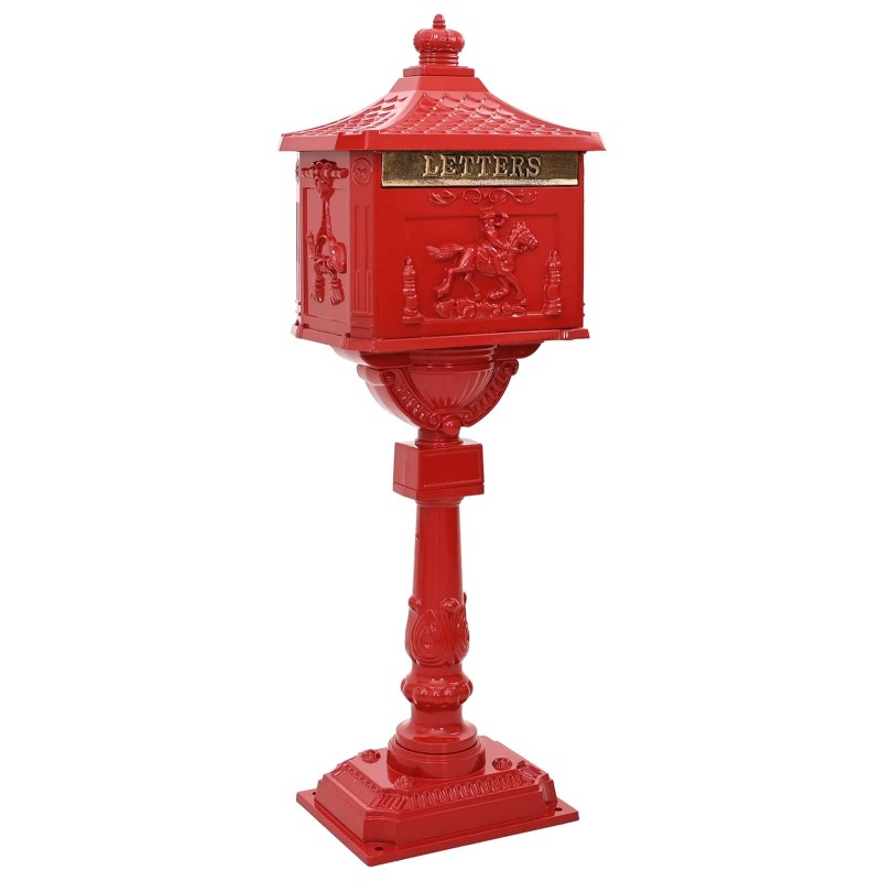 Boîte aux Lettres Debout avec porte Rouge 42,5 x 29,5 x 117 cm 555420555420
