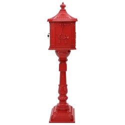 Boîte aux Lettres Debout avec porte Rouge 42,5 x 29,5 x 117 cm 555420555420