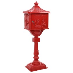 Boîte aux Lettres Debout avec porte Rouge 42,5 x 29,5 x 117 cm 555420555420
