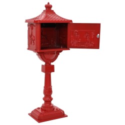 Boîte aux Lettres Debout avec porte Rouge 42,5 x 29,5 x 117 cm 555420555420