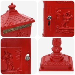 Boîte aux Lettres Debout avec porte Rouge 42,5 x 29,5 x 117 cm 555420555420