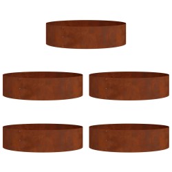 Anneau de jardinière 5 pcs Marron 80 x 80 x 20 cm Acier patiné 555423555423