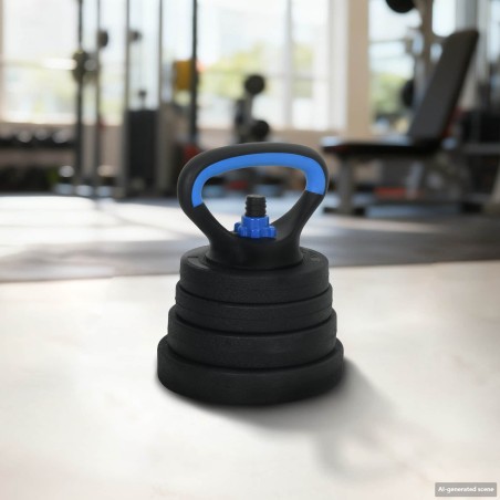 Ensemble Haltère-Barre-Kettlebell 4-en-1 30kg 30kg Noir et Bleu 555428555428