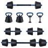 Ensemble Haltère-Barre-Kettlebell 4-en-1 30kg 30kg Noir et Bleu 555428555428
