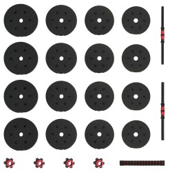 Ensemble Haltère-Barre 2-en-1 30kg 30kg Noir et Rouge 555430555430