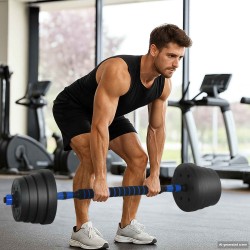 Ensemble Haltère-Barre 2-en-1 30kg 30kg Noir et Bleu 555438555438