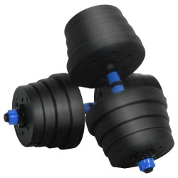 Ensemble Haltère-Barre 2-en-1 30kg 30kg Noir et Bleu 555438555438