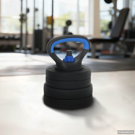 Ensemble Haltère-Barre-Kettlebell 4-en-1 20kg 20kg Noir et Bleu 555442555442