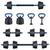 Ensemble Haltère-Barre-Kettlebell 4-en-1 20kg 20kg Noir et Bleu 555442555442