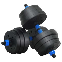 Ensemble Haltère-Barre-Kettlebell 4-en-1 20kg 20kg Noir et Bleu 555442555442
