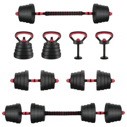 Ensemble Haltère-Barre-Kettlebell 4-en-1 30kg 30kg 555444555444