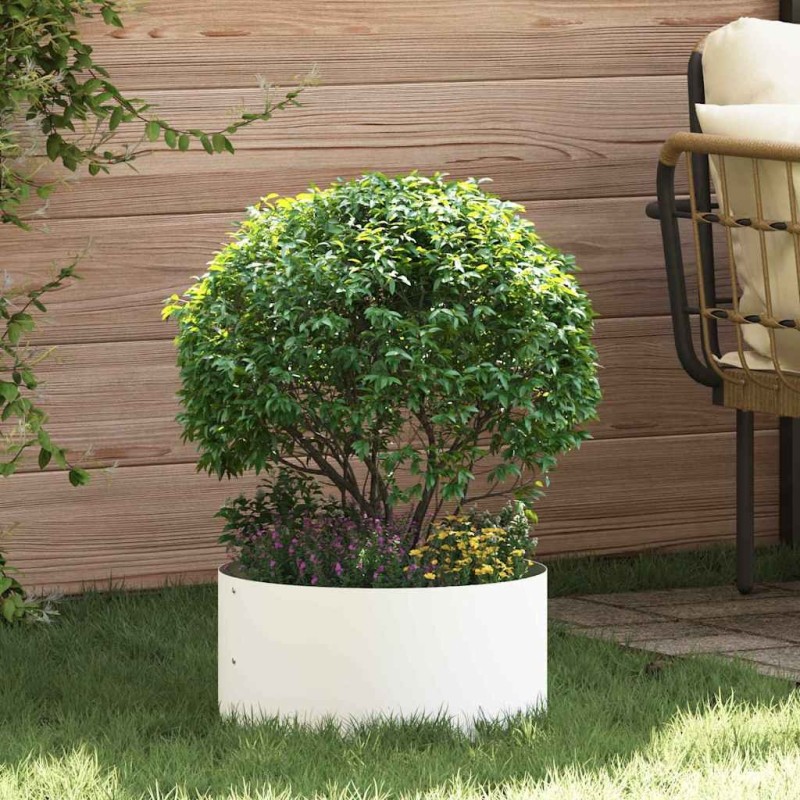 Anneau de jardinière Blanc 40 x 40 x 20 cm Acier laminé à froid 555474555474