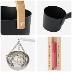 Ensemble d'accessoires de sauna 5 pcs Noir 555518555518