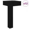 Pieds debout 12 pcs Noir 57 x 57 x 100 mm Fer 555553555553