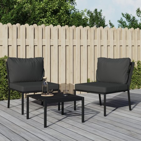 Chaises de jardin avec coussins gris lot de 2 60x74x79 cm acier 555659555659