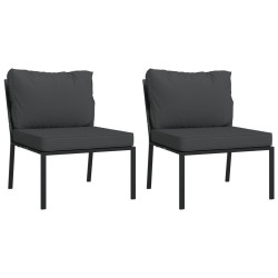 Chaises de jardin avec coussins gris lot de 2 60x74x79 cm acier 555659555659