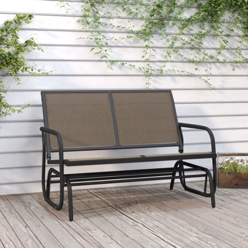 Banc oscillant de jardin marron 120,5x76x86,5cm textilène/acier 555674555674