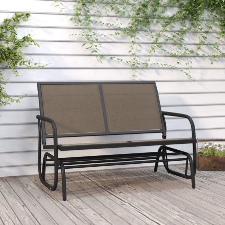 Banc oscillant de jardin marron 120,5x76x86,5cm textilène/acier 555674555674