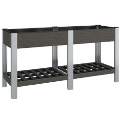 Lit surélevé de jardin avec étagère Gris 175x50x75 cm WPC 555675555675