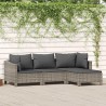 Salon de jardin 4 pcs avec coussins Gris Résine tressée 555681555681